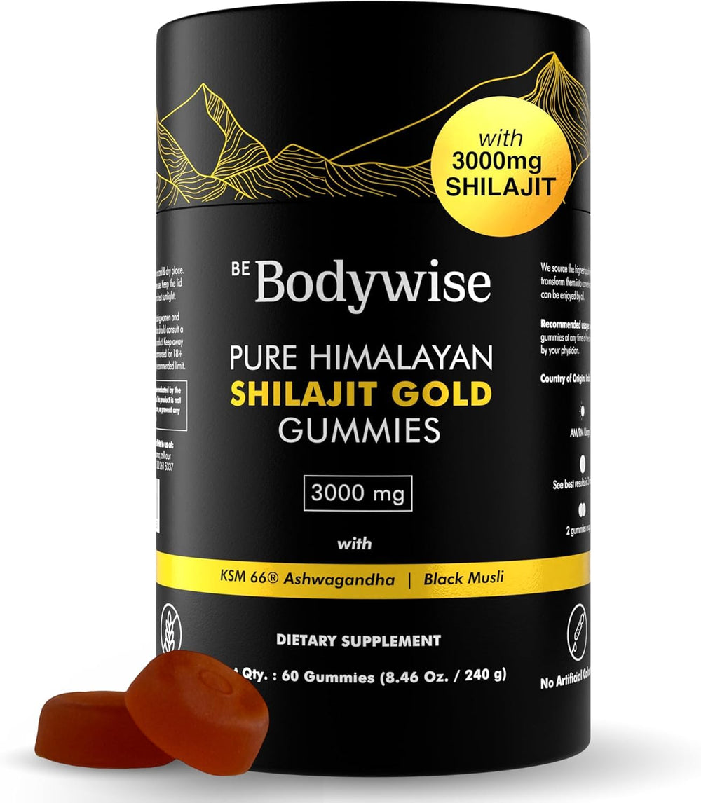Be Bodywise gomitas frente del empaque que muestran 60 unidades y beneficio portable