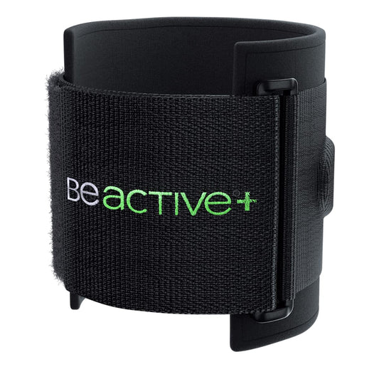 BeActive Plus vista frontal del soporte mostrando diseño y cierre, alivio discreto