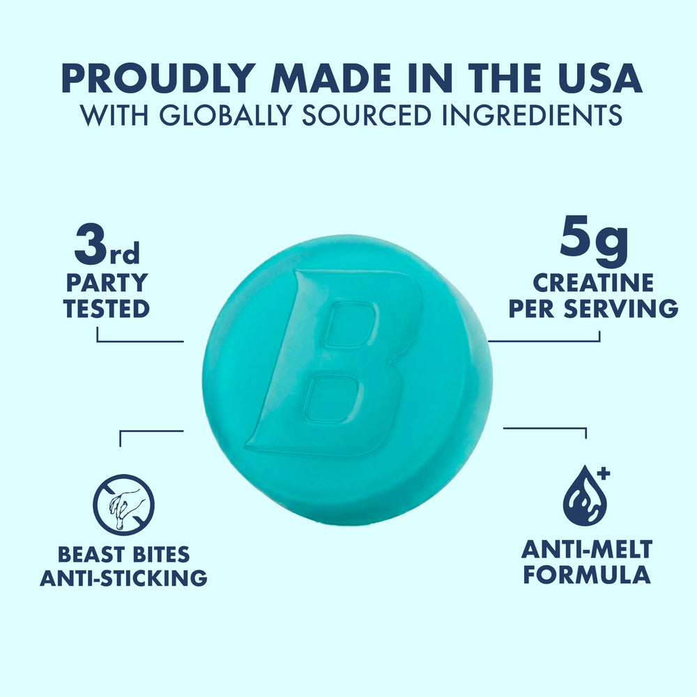 BEAST BITES primer plano de gomita, revela textura y atractivo para consumo rápido