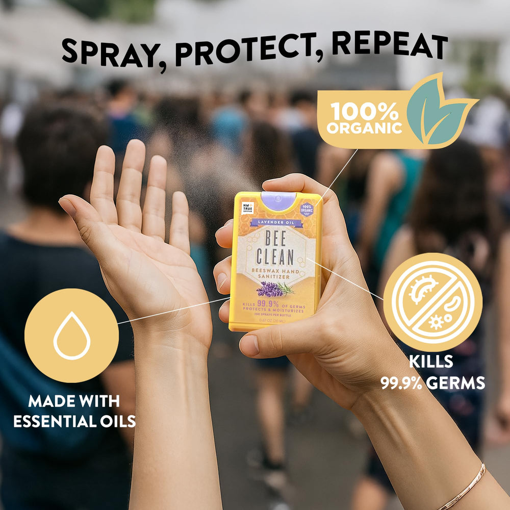 Comparación de tamaño Bee Clean junto a llaves, ideal para viaje