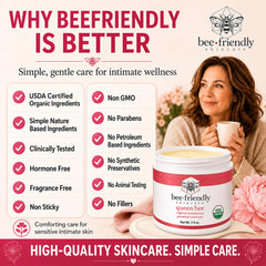 BeeFriendly tamaño 2 oz comparado con mano para escala portátil
