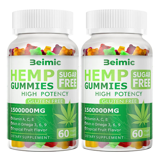 BEIMIC envase frontal mostrando 60 gomitas por botella y presentación doble