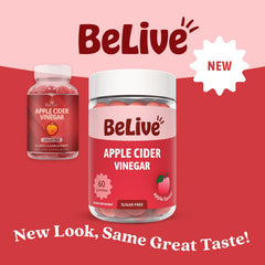Close-up de textura de gomita BeLive resaltando masticabilidad y sabor