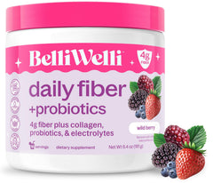 Belli Welli envase frontal Wild Berry, etiqueta clara y beneficios visibles