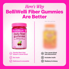 Comparación de tamaño Belli Welli junto a frutas para referencia