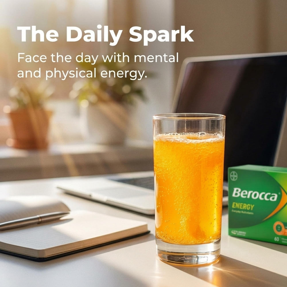 Comparación de tamaño de comprimido Berocca en una mano para referencia