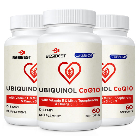 Besibest ubiquinol 600mg softgel bottle for easy daily dosing.