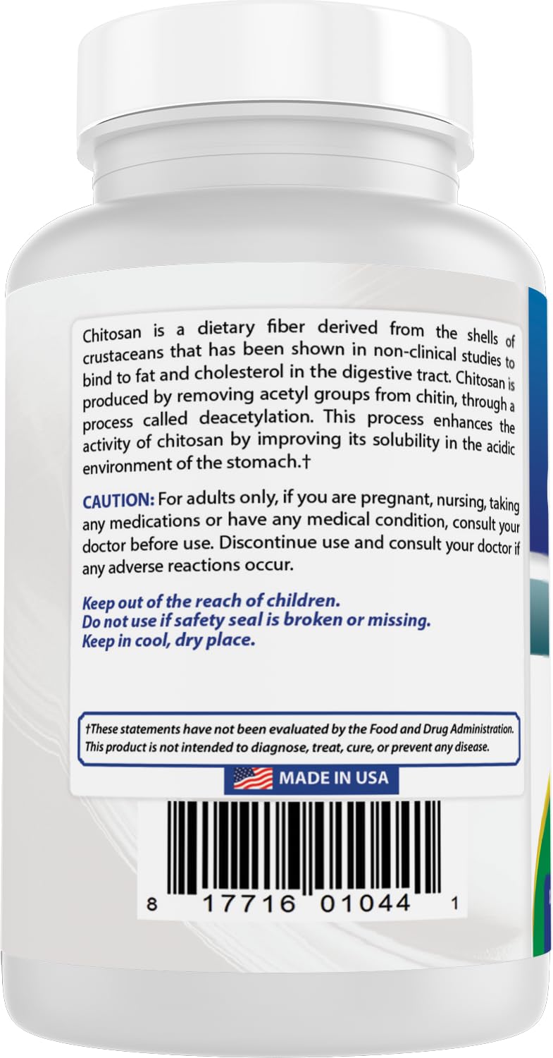 Best Naturals chitosano tabletas, uso diario cómodo sin gluten.