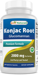 Best Naturals frasco frontal de Konjac Root mostrando envase y dosis