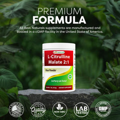Etiqueta de Best Naturals L-Citrulline Malate enfocando ingredientes y certificaciones de calidad
