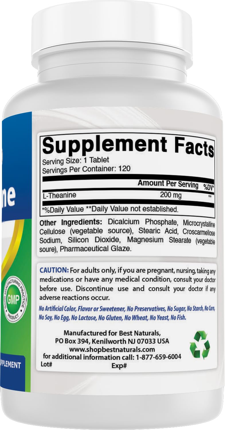 Best Naturals etiqueta con ingredientes y sello de pruebas de laboratorio