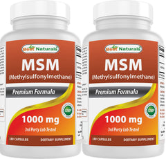 Best Naturals frasco frontal de MSM 1000 mg muestra presentación y cantidad