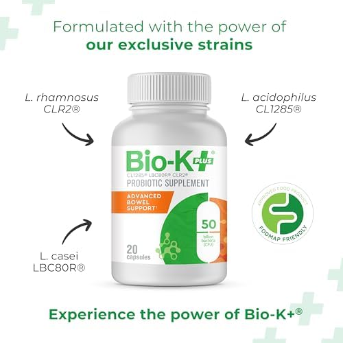 Bio-K+ Advanced Bowel Support capsules close-up showing capsule design for delayed-release delivery