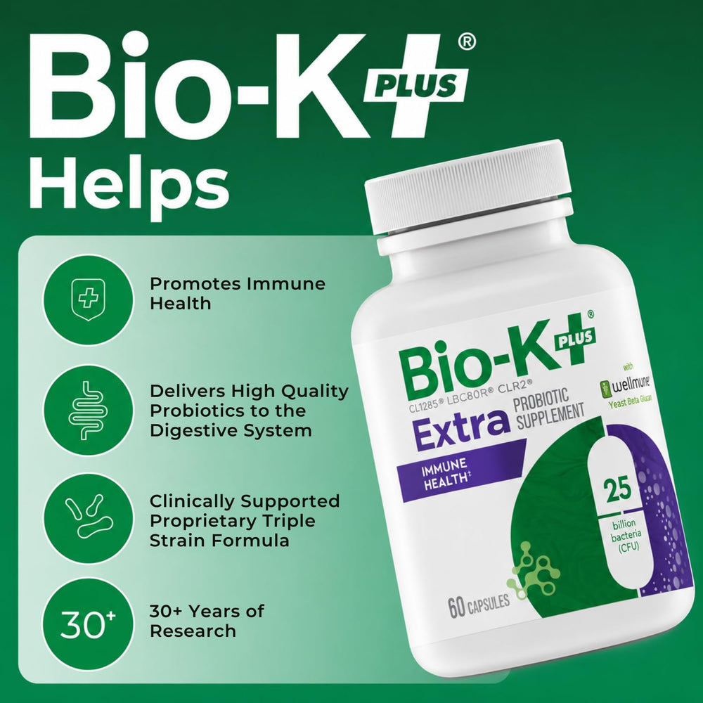 Bio-K Plus cápsulas en mano para visualizar tamaño y comodidad de toma