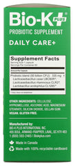 Bio-K Plus etiqueta con ingredientes y cepas destacadas para transparencia