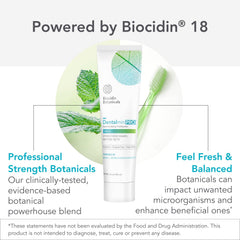 Biocidin Dentalmin Pro detalle de ingredientes botánicos y hidroxiapatita para soporte oral