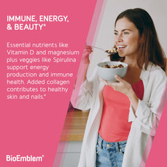 BioEmblem caja con lista de ingredientes visible, transparencia informativa