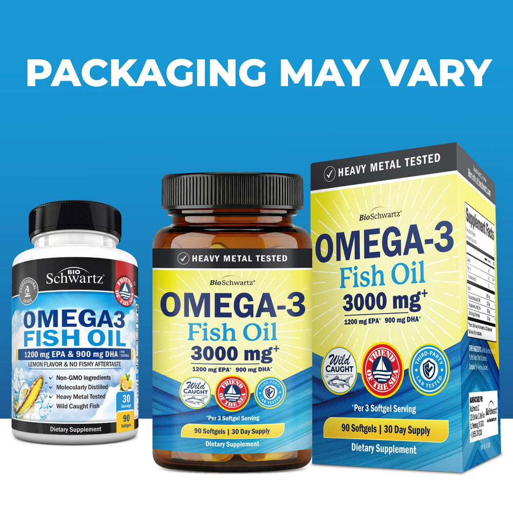 Gota de aceite omega-3 BioSchwartz resaltando pureza y brillo