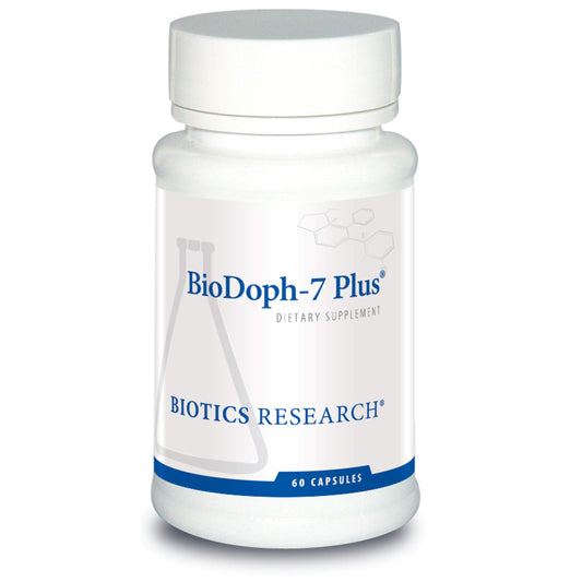 BIOTICS RESEARCH envase BioDoph7 Plus frontal, presentación clara y profesional