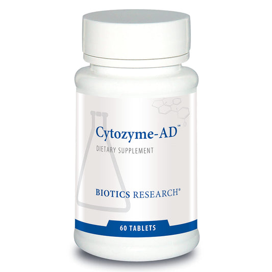 BIOTICS RESEARCH Cytozyme-AD frente del envase mostrando 60 comprimidos y confianza