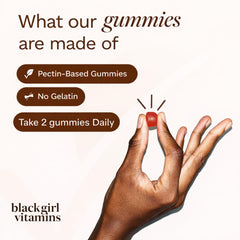Black Girl Vitamins etiqueta nutricional mostrando ingredientes y transparencia
