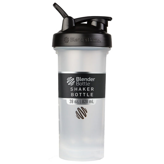 BlenderBottle Classic V2 frontal mostrando diseño claro y tapa negra para transporte seguro
