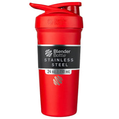 BlenderBottle frontal rojo mostrando el diseño elegante y práctico