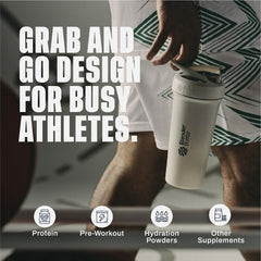 BlenderBottle Strada Sleek comparación de tamaño en mano para visualizar capacidad