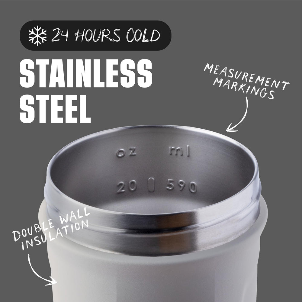 BlenderBottle detalle del acero inoxidable que garantiza durabilidad y aislamiento
