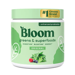 Bloom Nutrition frente del envase mostrando etiqueta y beneficios visibles