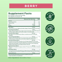 Bloom Nutrition vaso preparado sabor berry refrescante y rico en nutrientes