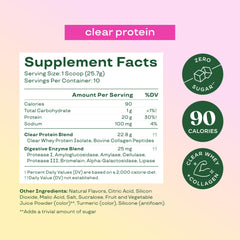 Etiqueta Bloom Whey Clear con ingredientes visibles, transparencia y confianza