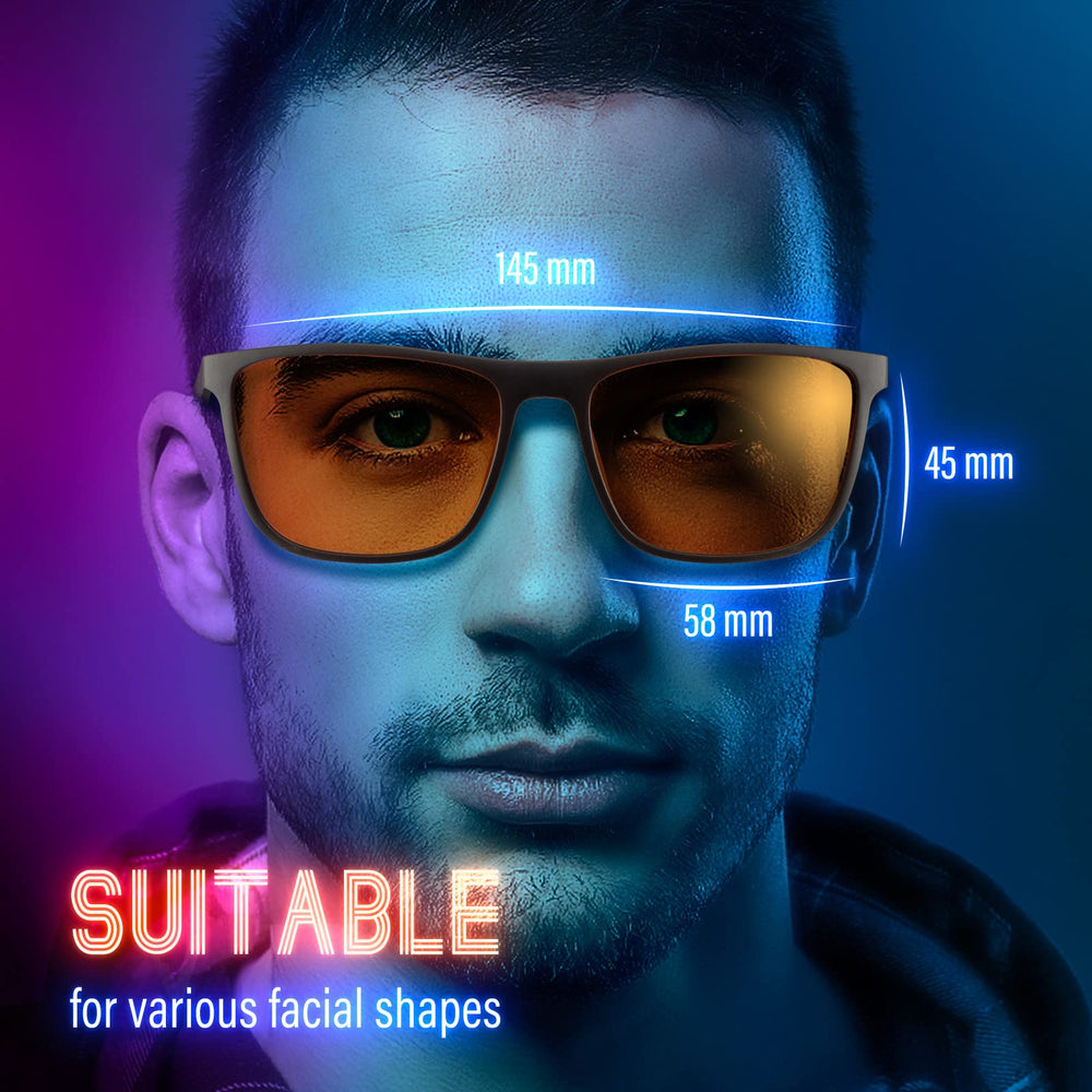Bloomoak gafas puestas durante una sesión de juego mejorando contraste