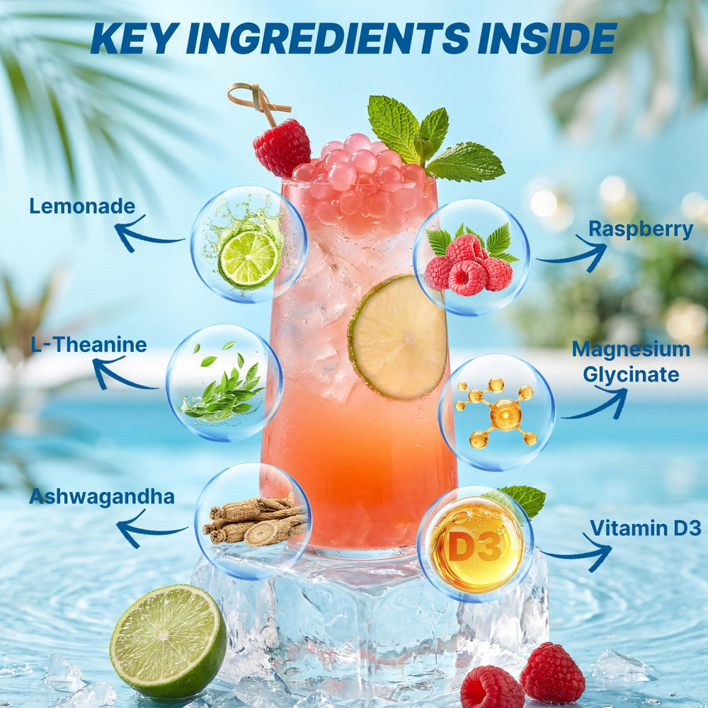 BloomRenew polvo disuelto en vaso resaltando textura suave y sabor frutal
