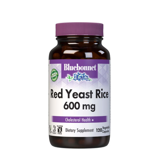 BlueBonnet Arroz de Levadura Roja 600 mg cápsulas, apoyo al colesterol dentro del rango normal.