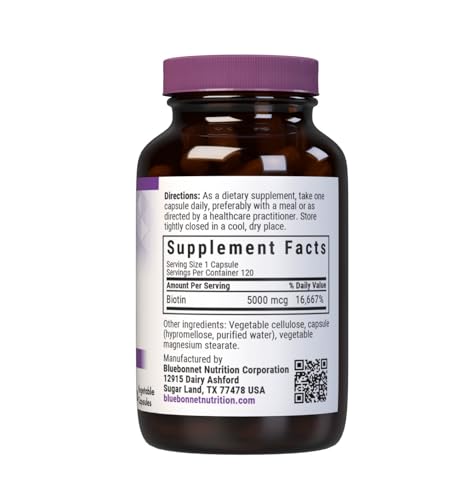 Bluebonnet Biotina para cabello y uñas: apoyo nutritivo diario