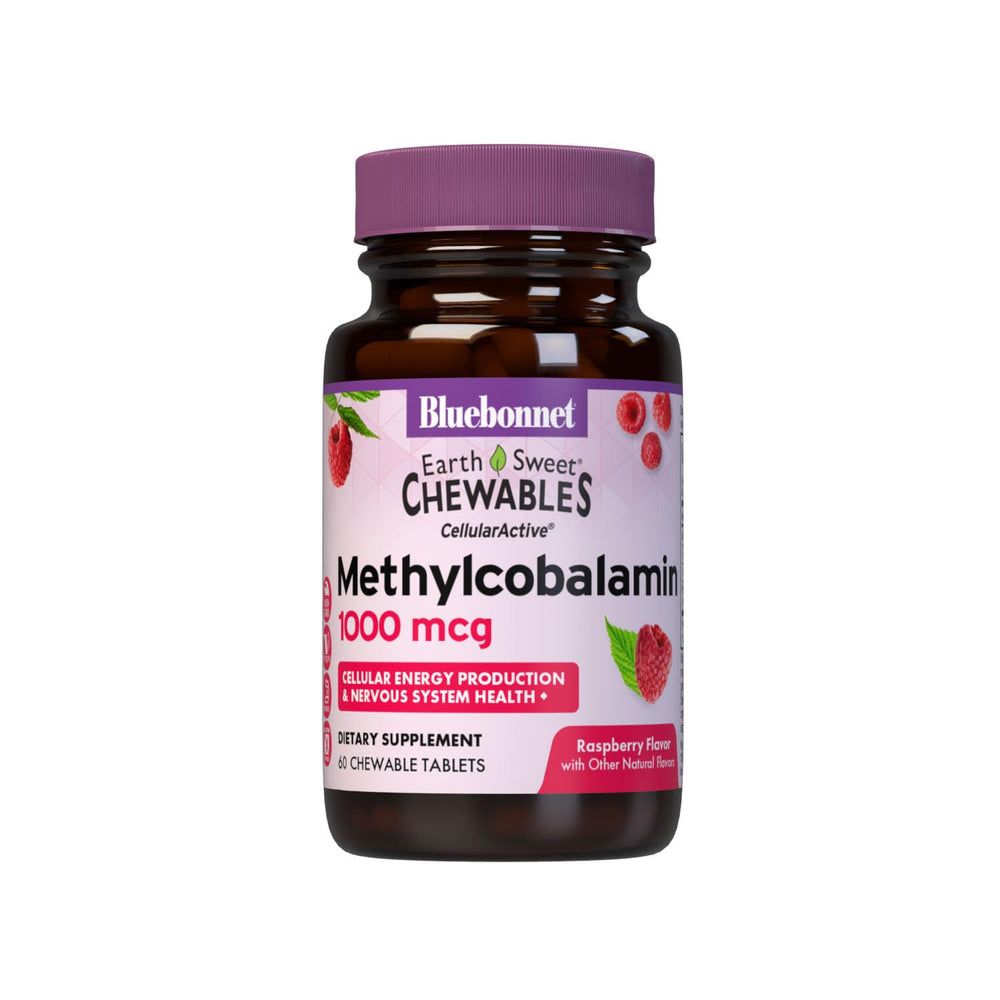 BlueBonnet envase frontal de Methylcobalamin 1000 mcg, claro y práctico