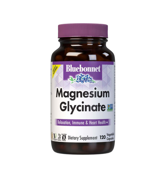 Bluebonnet Magnesium Glycinate 400 mg: cápsulas de absorción rápida para energía diaria.