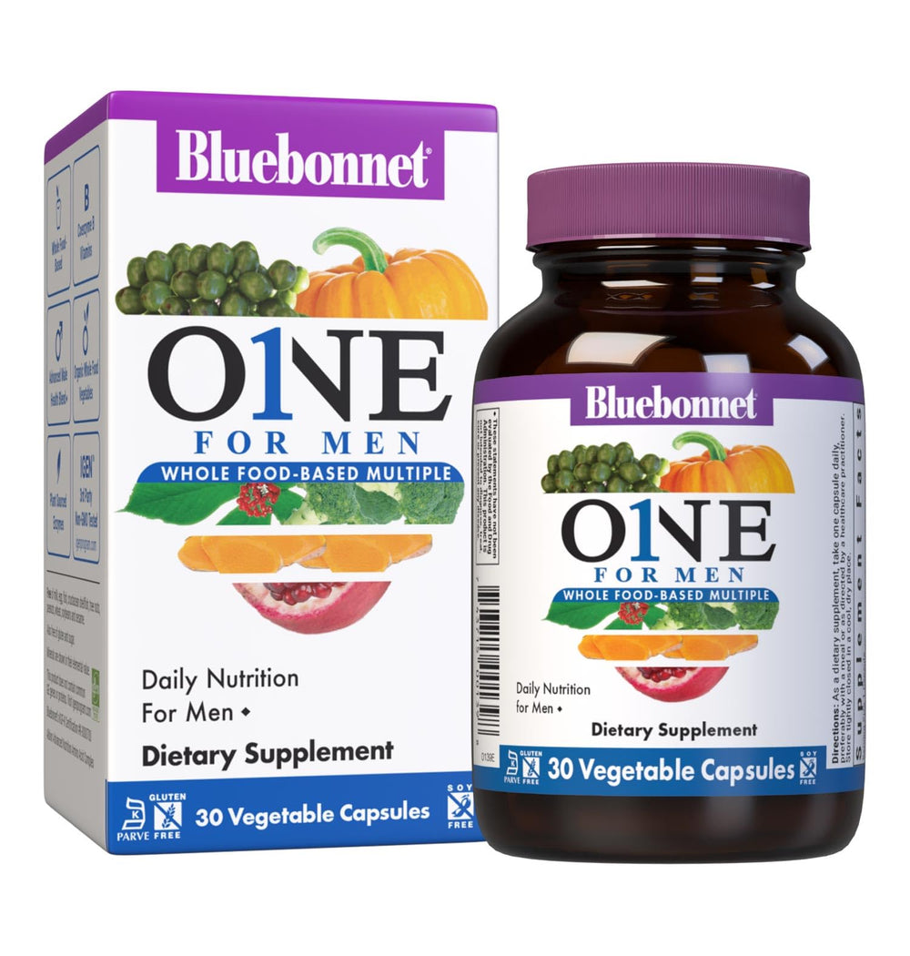 BlueBonnet One for Men: cápsulas vegetales para apoyo nutricional diario.