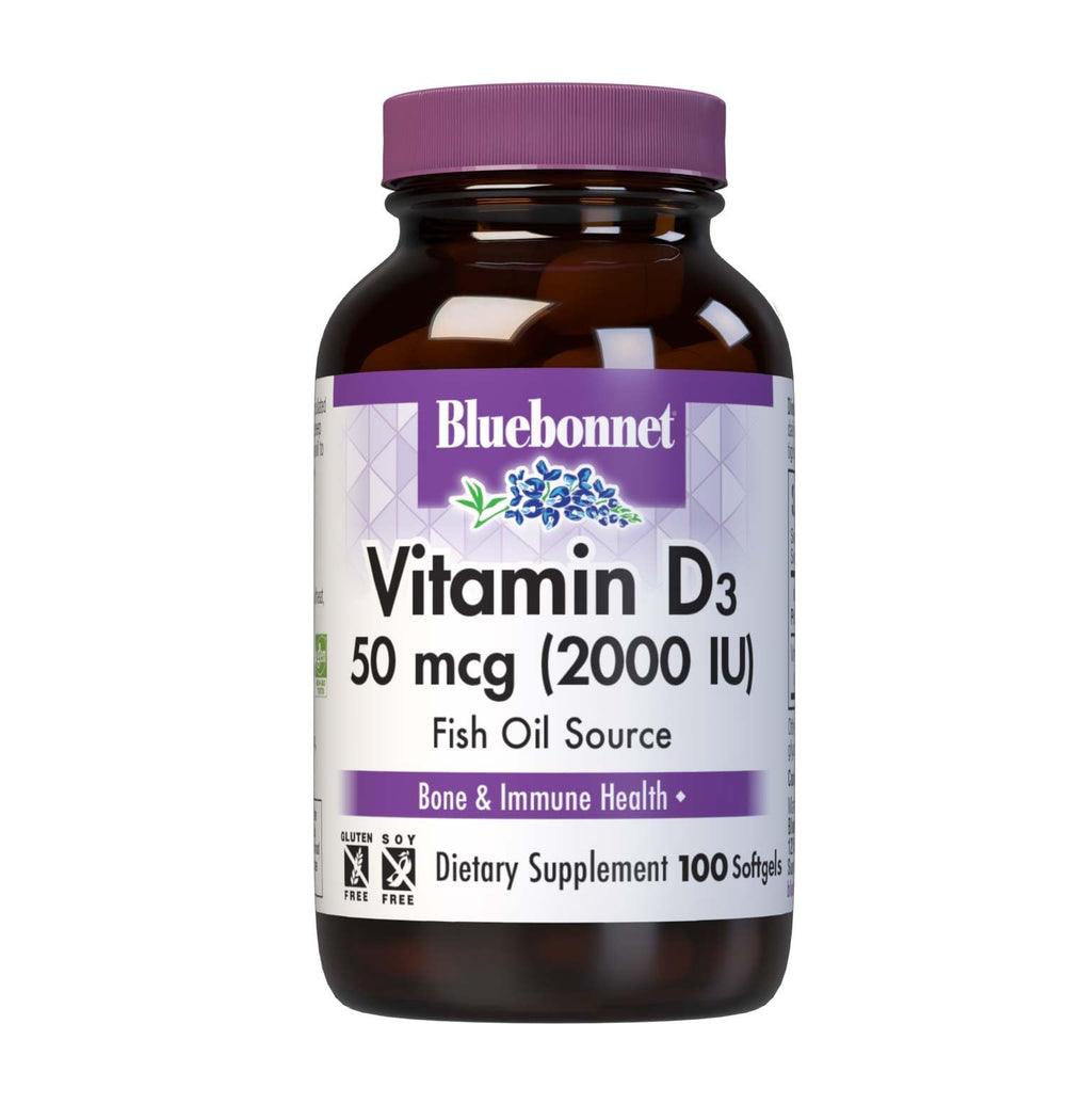 BlueBonnet vitamina D3 2000IU en botella, apoyo para huesos fuertes