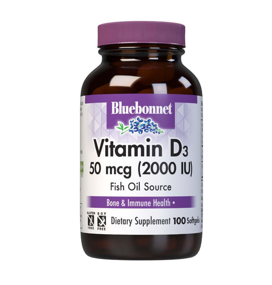 BlueBonnet vitamina D3 2000IU en botella, apoyo para huesos fuertes