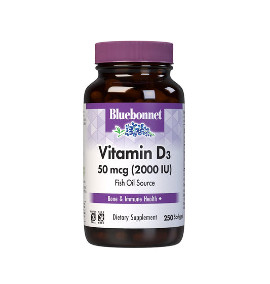 BlueBonnet Vitamina D3 botella de 2000 UI para uso diario