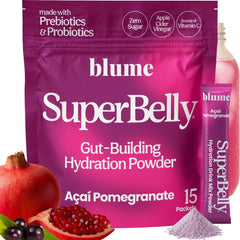 Blume SuperBelly frente del envase mostrando 15 sticks y beneficios