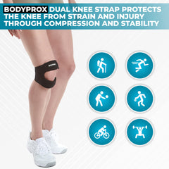Bodyprox banda en uso mientras corre para alivio durante ejercicio