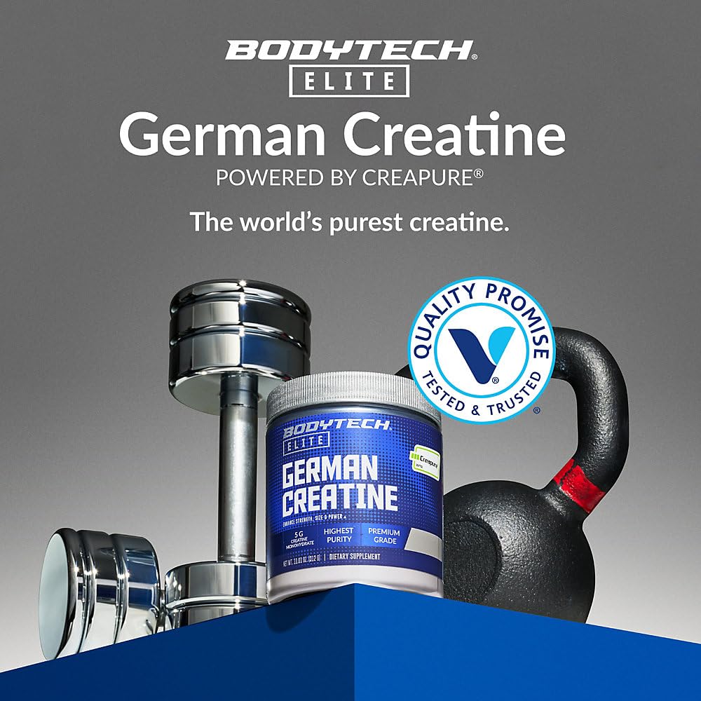 BodyTech envase sostenido en mano para comparar tamaño, portátil y conveniente