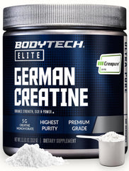 BodyTech envase frontal mostrando Creapure y 60 servicios, confianza visual
