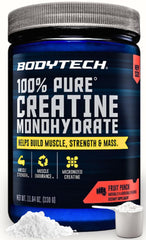 BodyTech creatina frente del envase mostrando marca y sabor para elección clara
