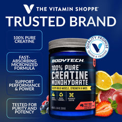 BodyTech creatina detalle del polvo micronizado fácil de mezclar y disolver