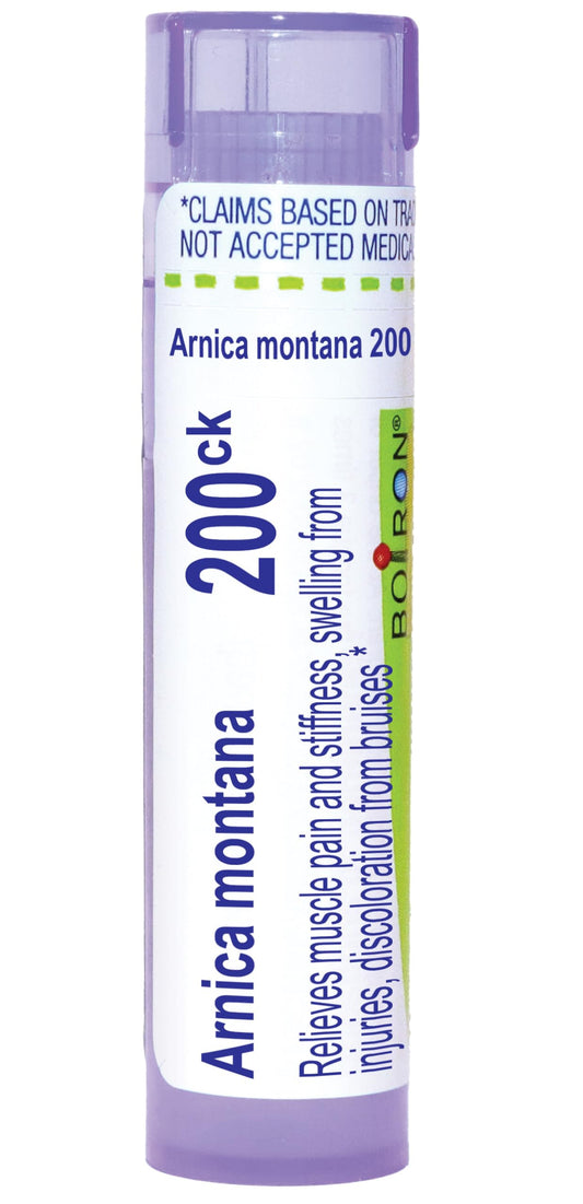 Boiron Arnica Montana, granulos disolución bucal, alivio posible del dolor muscular.