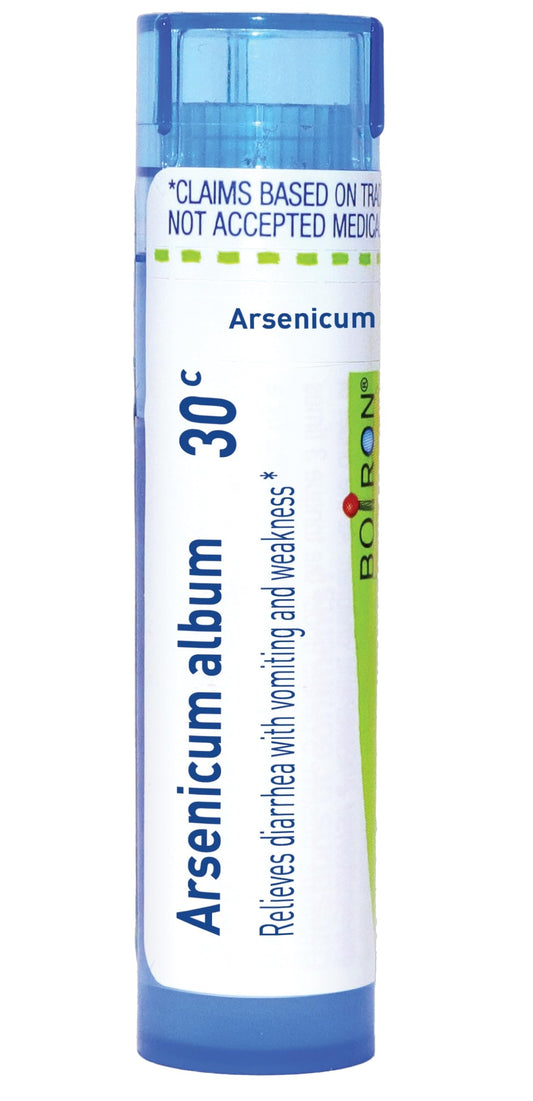 Boiron Arsenicum Album: tubo dispensador para uso rápido en movimiento.